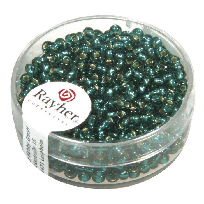 Rocailles,2.6 Mm Av. Silver Trim, 16 G Box, Jade