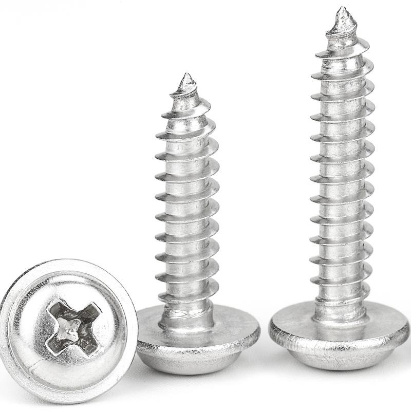 304 Stainless Steel PWA Cross Round Head Self-Tapping Screw with Gasket, Pan Head, Meson, M2/M3/M4