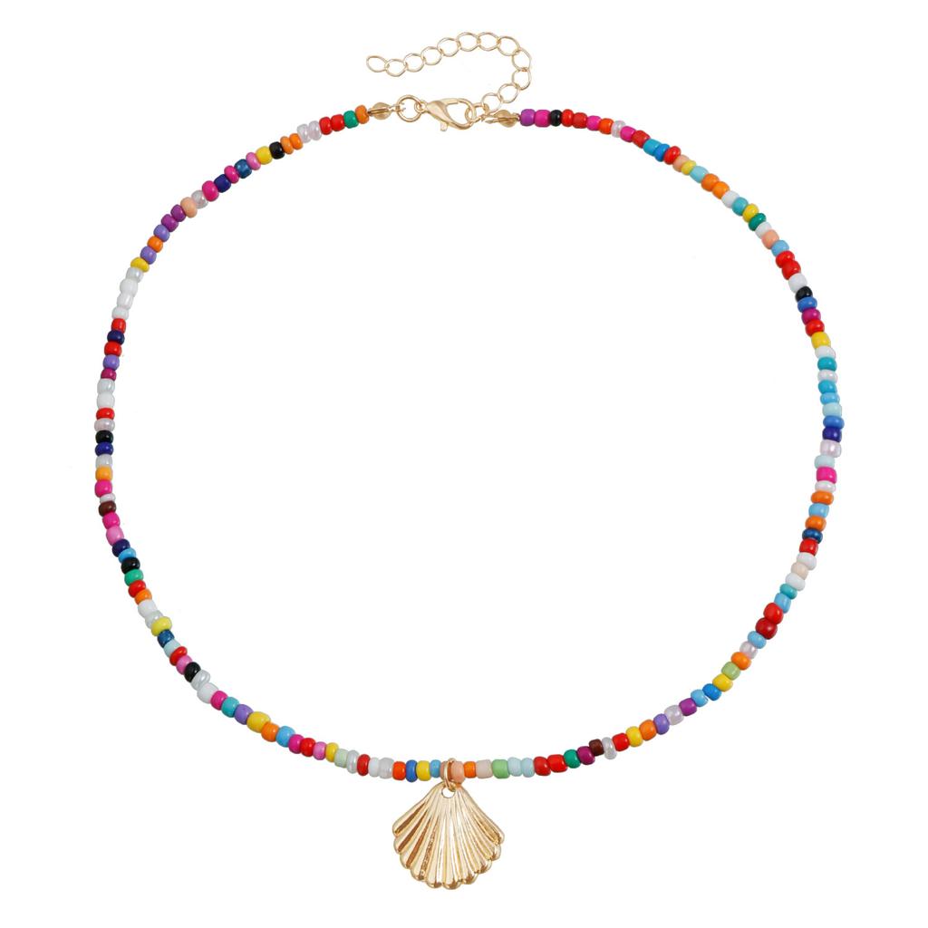 Bohemian Vintage Summer Beach Element Necklace Colorful Rice Bead Necklace