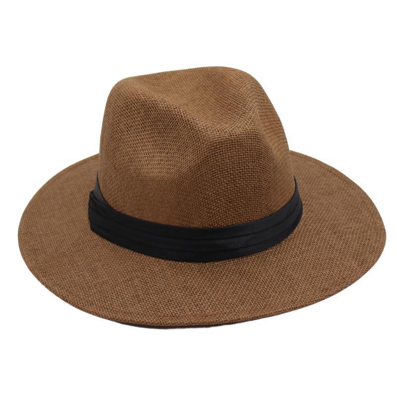 

Spring And Summer Straw Hat Breathable Cool Hat Beach Sun Protection Visor Hat Gentleman Jazz Hat Men And Women Trendy One size fits all темно-коричневого кольору