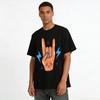 Funny Rock Gesture Print Adult T-shirt Trendy Casual Breathable Crew Neck Short Sleeve Top Pure Cotton T-shirt