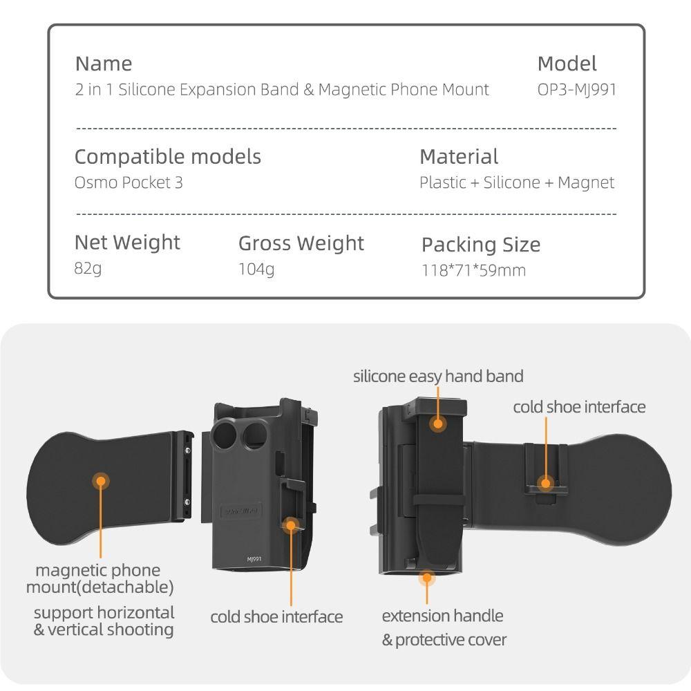 Anti-Drop Expansion Bracket Adapter 2-in-1 Handheld Stand for DJI Osmo Pocket 3 Camera Accessories