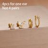 4 Stück Französisches Design Edelstahl Huggie Creolen Set Für Damen Anhänger Blumenkrone Zirkon Ohrstecker Piercing Schmuck