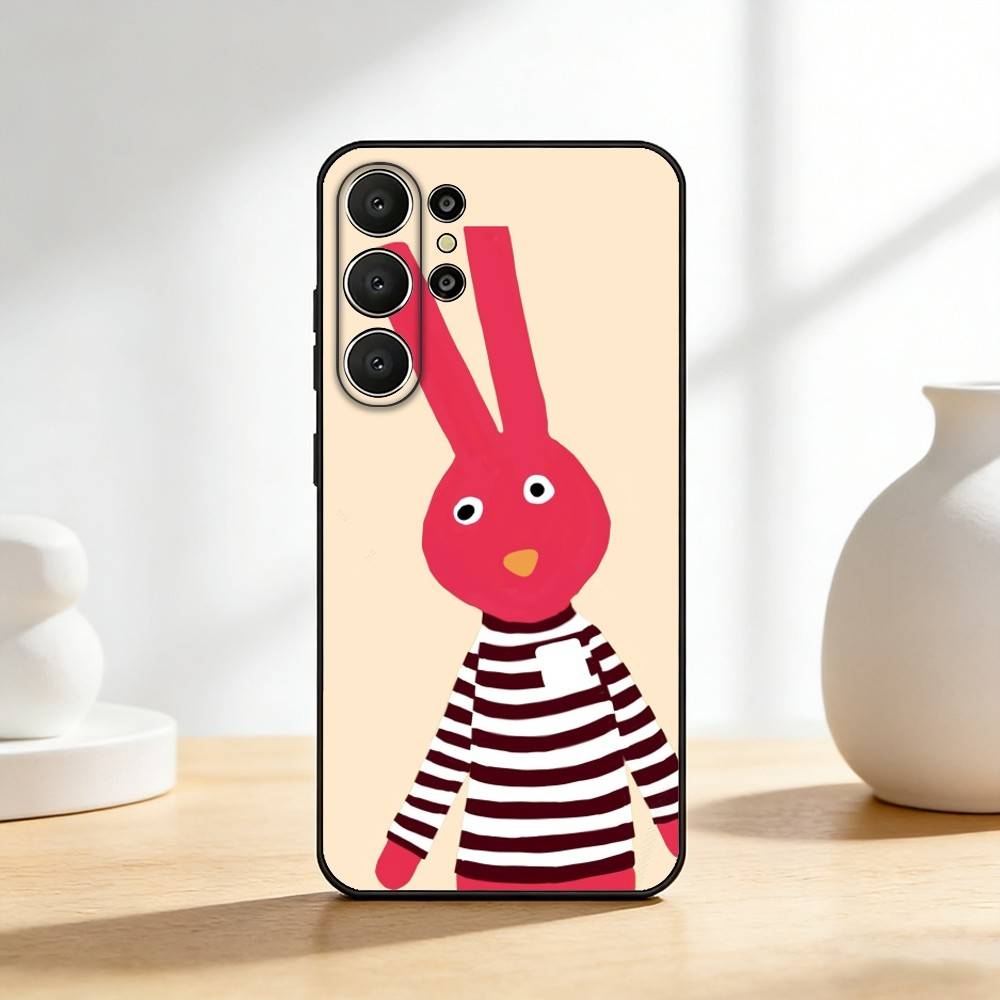 Cute B-Bodoque 31 Minutos Bunny Phone Case For Samsung S26,S25,24,23,22,30,21,10,9,Ultra,Plus,Lite,Black Soft Case