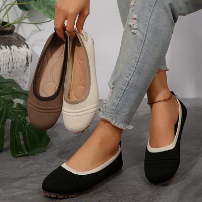 2025 Cloth Shoes Women's Spring and Summer Breathable Knitted Shallow Mouth Mesh Shoes Flat Bottom Round Head Fashion Mesh Shoes One Pedal Cloth Shoes