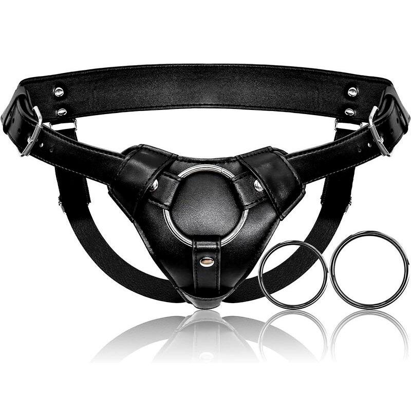 Dildo Harness Adults Sex Toys for Women Men BDSM Wearable Leather Pants Men Pegging Dildo Adjustable Belt Multiple Sizes Rings