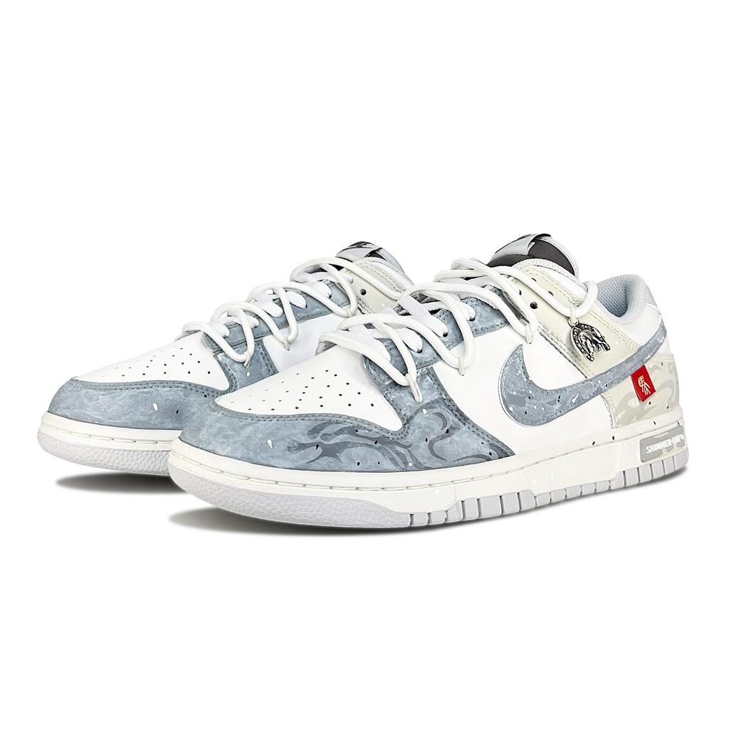 Nike Dunk Low Jade Smoke Abrasion Resistant Low top Skateboard Shoes Unisex Silver Gray HF5441-202(Team879-S-BOX)