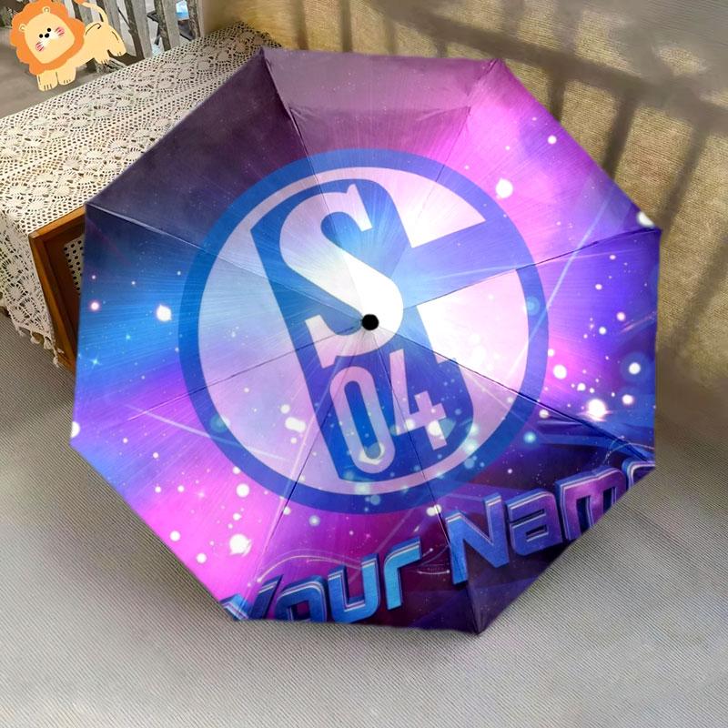 1 PC Automatic Folding Umbrella - FC Schalke 04 Custom Name Pattern, Portable & Foldable Design with 8 Ribs, Christmas Birthday Gifts
