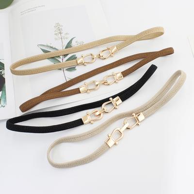 Elastic Thin Belt, Women'S Decorative Gold Hook With Skirt, Small Size Elastic Waist Chain 3 Sizes