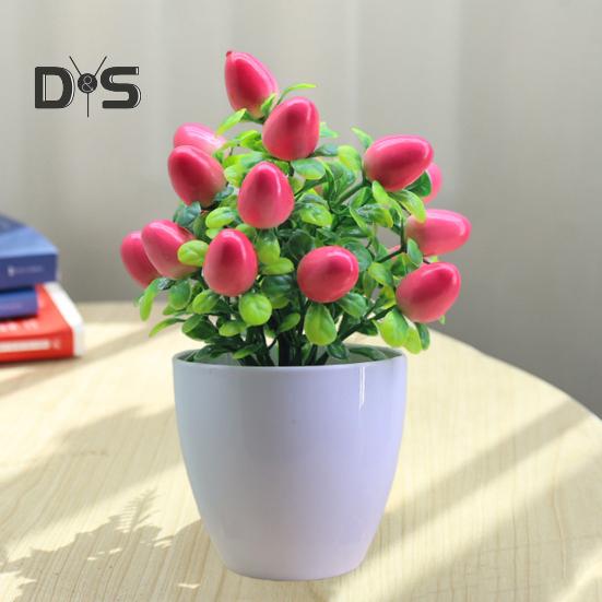 Künstliche Topfpflanzen, realistischer gefälschter Mini-Obstbaum, Tischdekoration für Zuhause und Büro, Grünpflanzen aus Kunststoff im Topf, Bonsai, Dekoration für drinnen und draußen