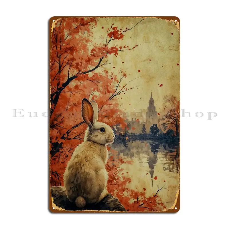 Rabbit Cute Animal Metal Sign Sign Living Room Club Printing Customize Tin Sign Poster