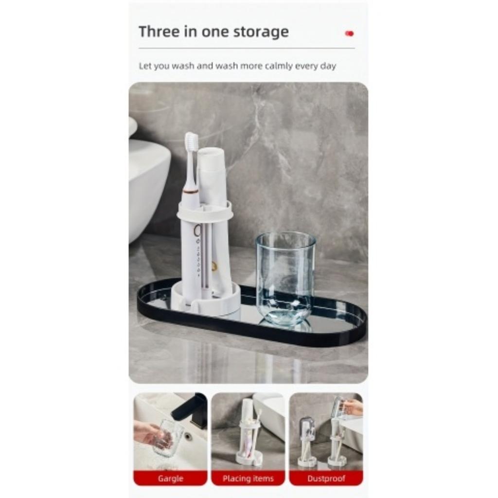 Toothbrush Holder with Dust Cover. Toothbrush Cup Holder with Drainage, Flow Guide, Storage Cup Holder. Home Multifunctional Dental Appliance Holder