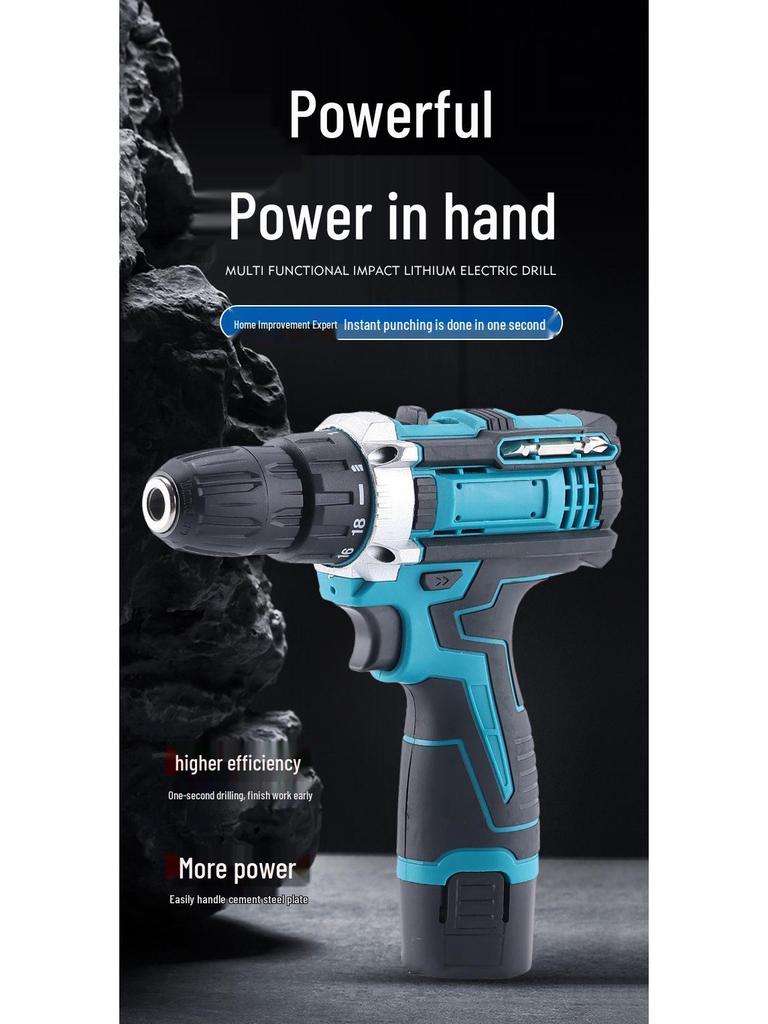 12V Rechargeable Handheld Drill & Screwdriver Set with Two-in-One Lithium Battery