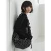 Black and White Polka Dot Pleated Lace Drawstring Messenger Bag Nylon Cloth Versatile Commuter Dumpling Bag Women's Bag Tide