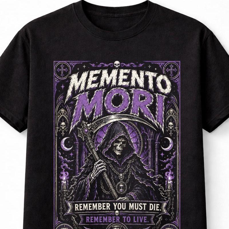 MeUnisexto Mori Gothic Grim Reaper Skull Death Philosophy Unisex TShirt