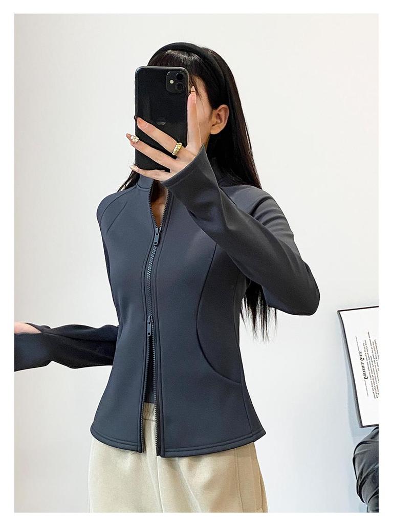 2026 Women's Yoga Jacket: New Style, Plus Velvet, Thick Warm, Long Sleeve, Stand Collar, Sport & Outdoor Fitness Top