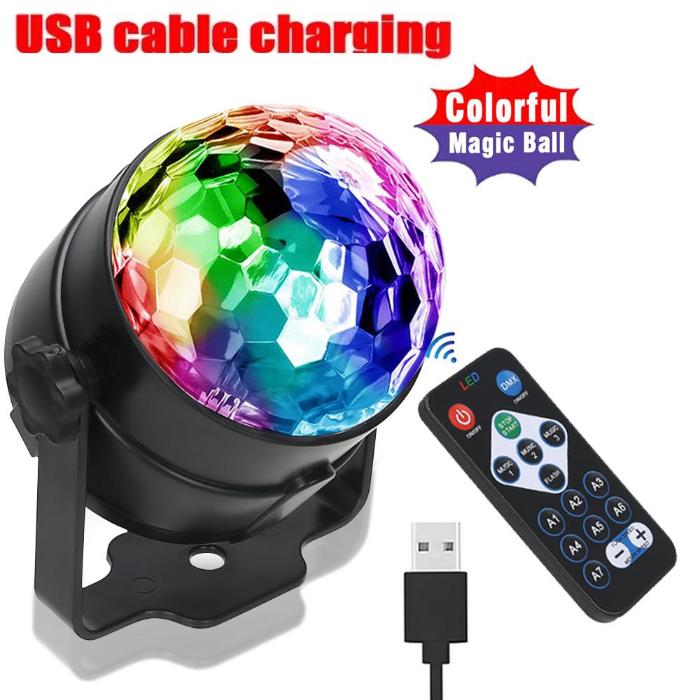 LED Stage Disco Light Rotating DJ Ball Strobe Colorful Magic Dance Car Ambient RGB Christmas Gift Party Club Car Laser Show Lamp