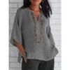 DICFY Women's Fashion Casual V-Neck 3/4 Sleeves Blouses & Shirts