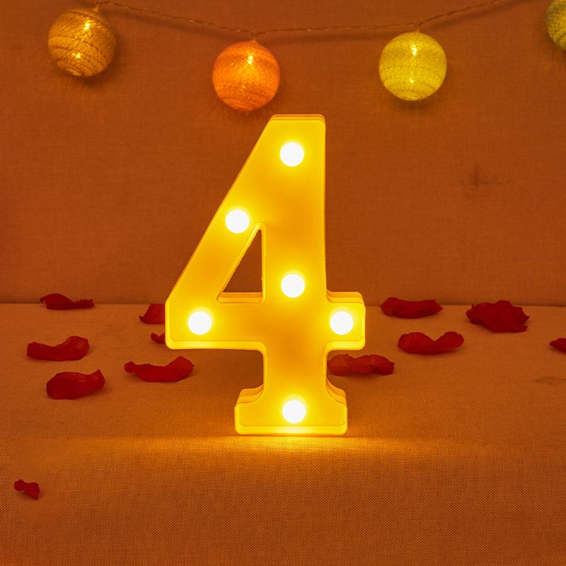 Alphabet Letter LED Lights Luminous Number Lamp Decor Battery Night Light for Home Wedding Birthday Christmas Party Decoration KTY