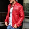Mens Stand Collar PU Leather Jacket Punk Biker Style Loose Fit Winter Outerwear Young Adults