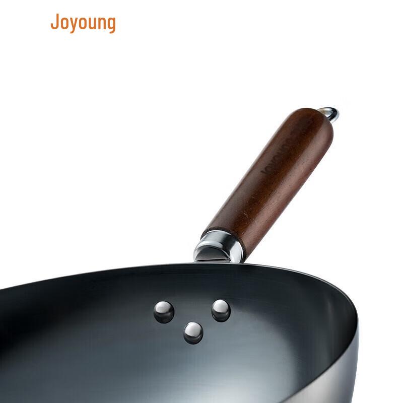 Joyoung Healthy Non-Coated Refined Iron Wok with Lid