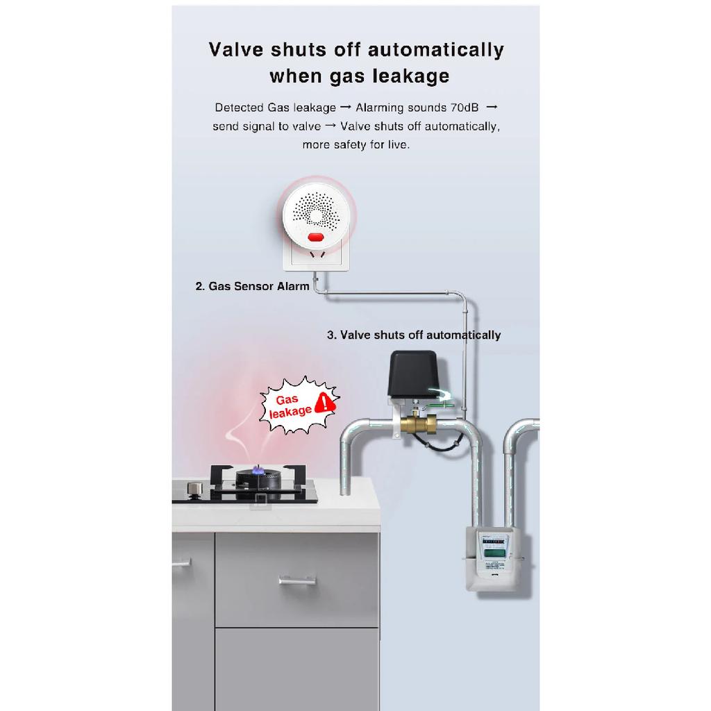 WIFI/zigbee Natural Gas Sensor Combustible Household Smart LPG Gas Alarm Detector Leakage Sensor Fire Safety Work with Tuya App