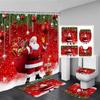 Niedlicher Schneemann-Weihnachts-Duschvorhang-Set, silberne Tannenzweige, Schneeflocken-Weihnachtskugeln, Badezimmer-Dekor, Teppich, Badematte, Toilettendeckelbezug