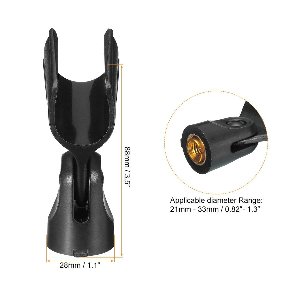 Uxcell Microphone Holder Set of 4 O.D 21mm-33mm Plastic Clip with 3/8 Metal Adapter Suitable for Small Microphones Black
