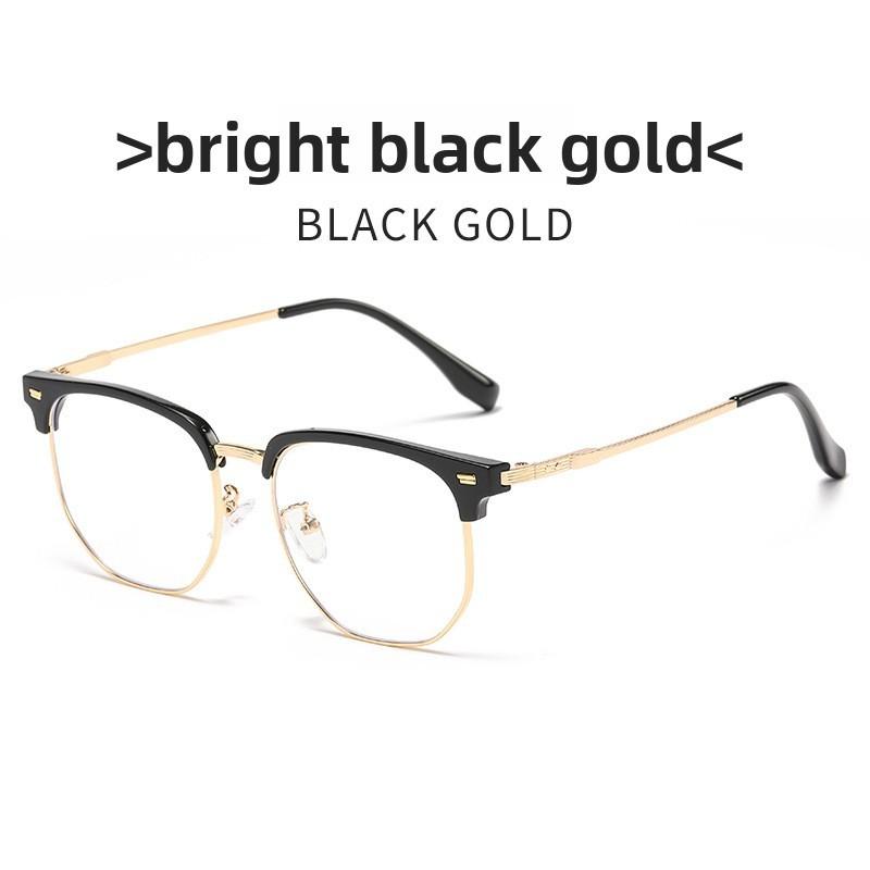 

Mens Fashion Half Frame Glasses With Blue Light Blocking For Business And Casual Use Black Gold