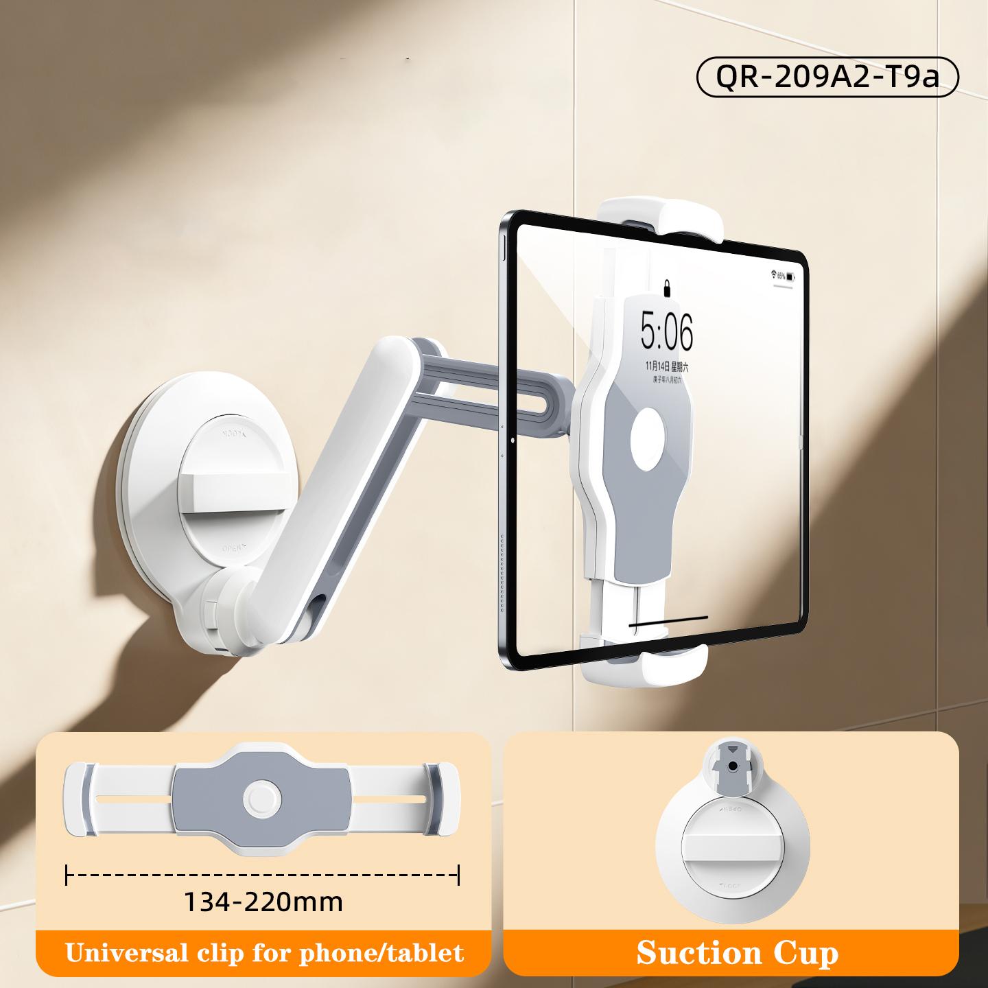 Oatsbasf Glass Mirror Suction Cup Tablet & Phone Holder Wall Mount Tablet Stand Anlge Adjustable Hands Free Telescopic Mount белый
