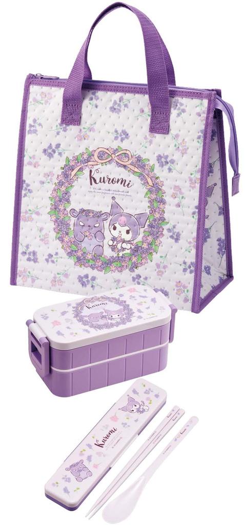Skater Lunch x Sanrio Kuromi Flower Wreath Bag, Non-Woven Fabric, Insulated, 26.5 27cm, Design, FBC1-A