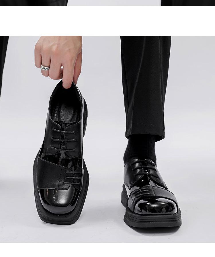 Men's 2025 Square Toe Height Increasing Leather Derby Shoes - Casual, Formal, & Wedding Wear