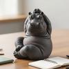 Yoga Master Hippo Figurine Handcrafted Clumsy Yoga Hippopotamus Ornament Zen Meditation Hippo Statue for Home Office Decor Yoga Lovers Gift