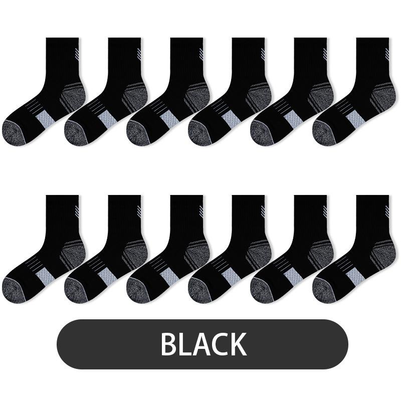 6 Pairs Of Running Socks Towel Bottom Shock-Absorbing Midsole Sports Socks Men's Outdoor Breathable Running Socks