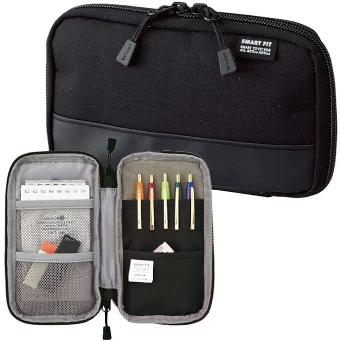 Organisateur de Gadgets de Papeterie LIHIT LAB Étui à Stylo Compact Noir A7687-24