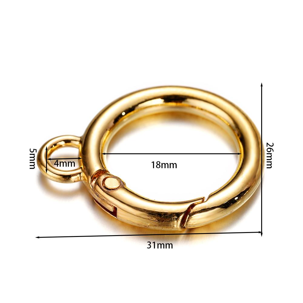5Pcs/Lot 26mm Metal O Ring Spring Clasps with Hooks Keychain Bag Clips Connector for DIY Key Chain Jewelry Making Accessories