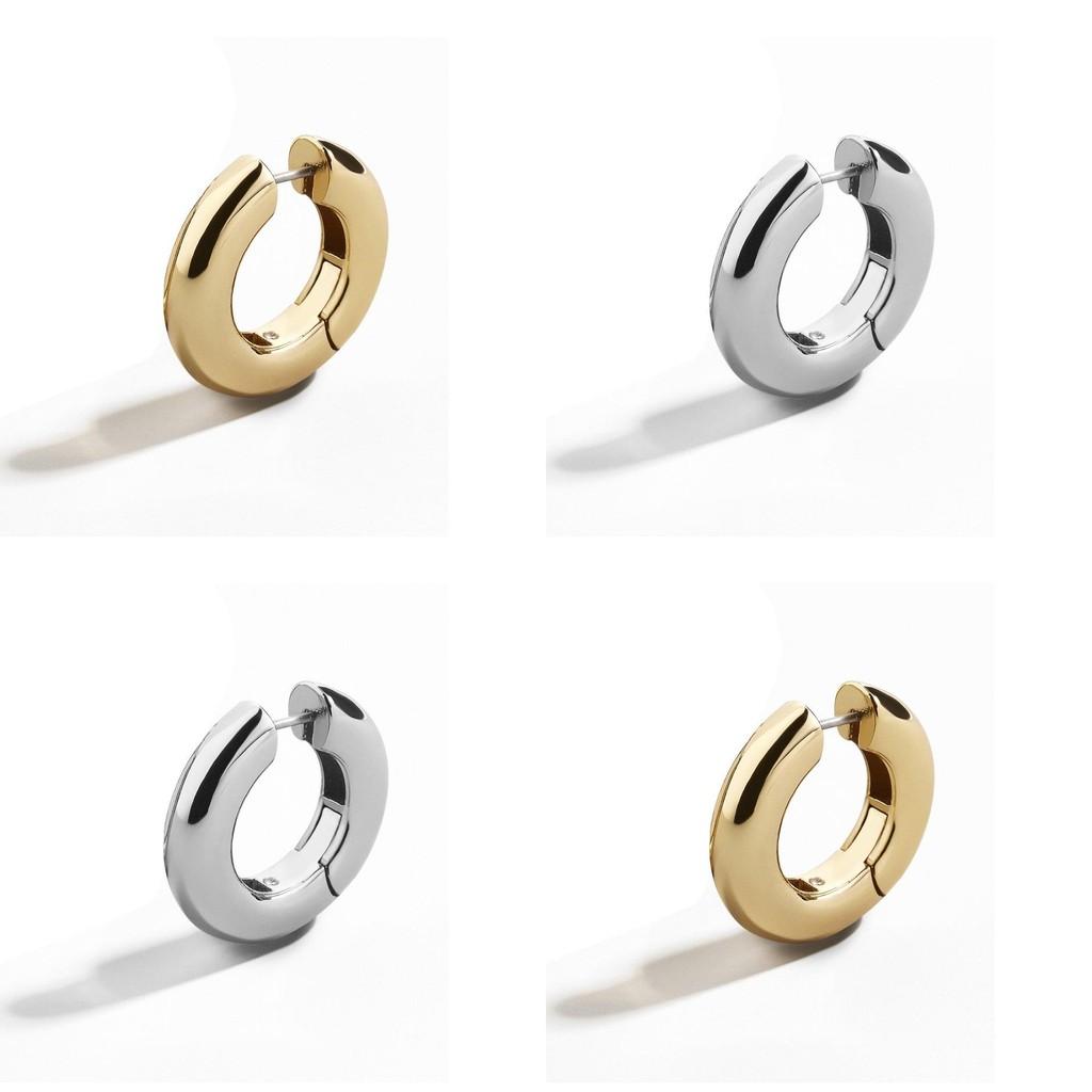Stylish Geometric Copper Hoop Earrings For Women Gold And Silver Fashion Accessories