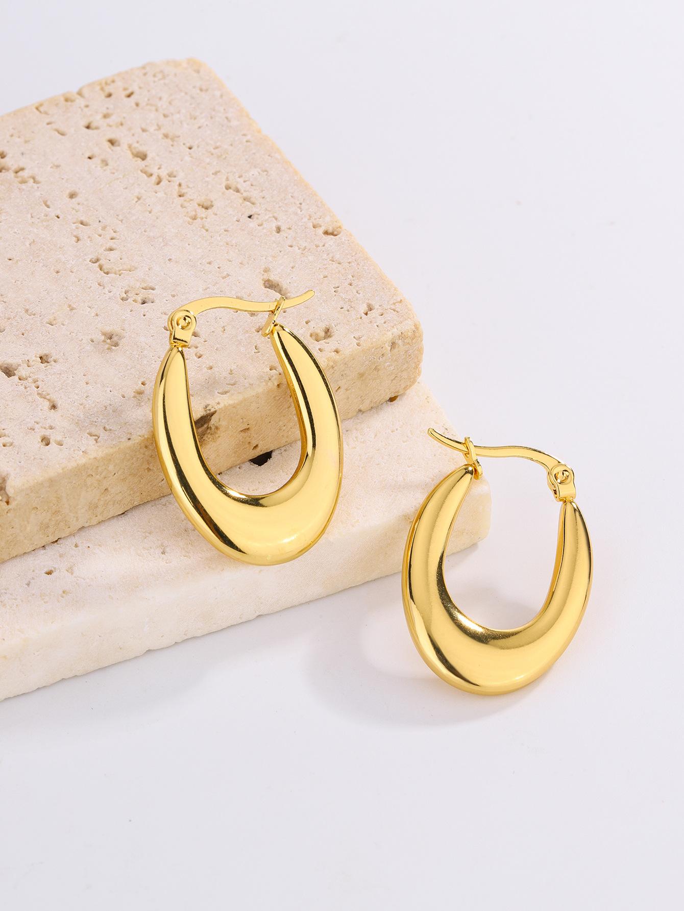 Popular Titanium Steel Stud Earrings Commuter Electroplating Retro Earrings Stainless Steel Geometric Gold Ear Jewelry