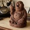 Långfinger Buddha-staty Rolig Leende Peter Harts Buddha-figur Skrivbords Buddha-prydnad Skämtpresent till Vänner Familj