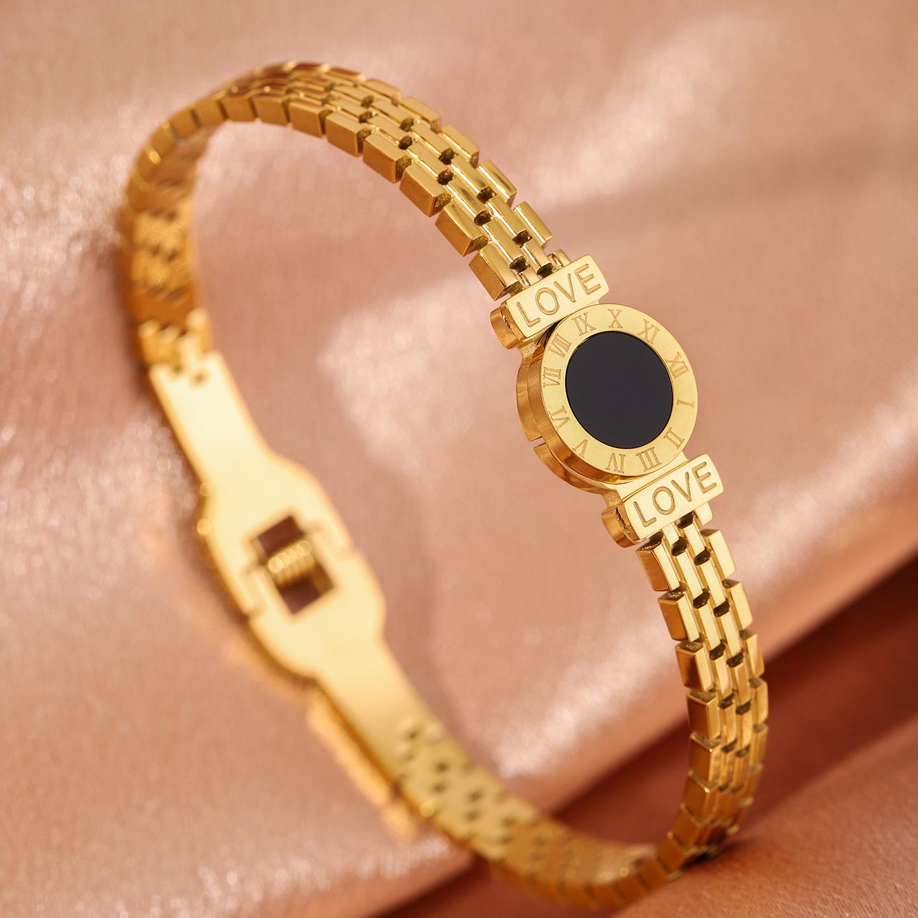 

Позолоченный браслет из нержавеющей стали с цирконами: Высококлассный, Стильный, Роскошный Аксессуар 18K