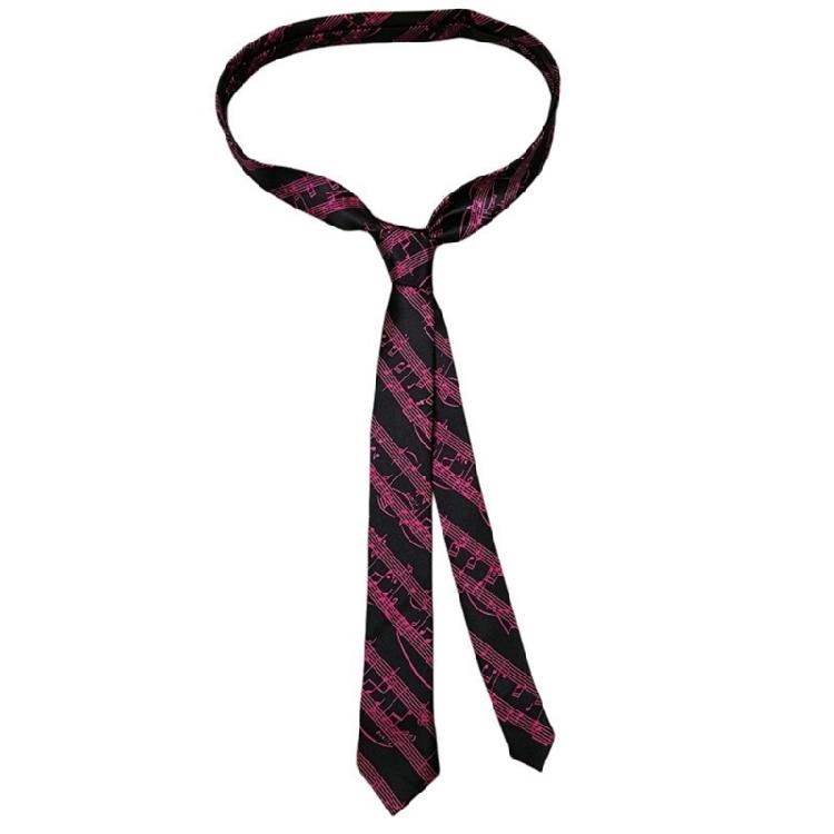 Narrow Skinny Necktie Funny Colorful Music Note Striped Print Polyester Neck Tie