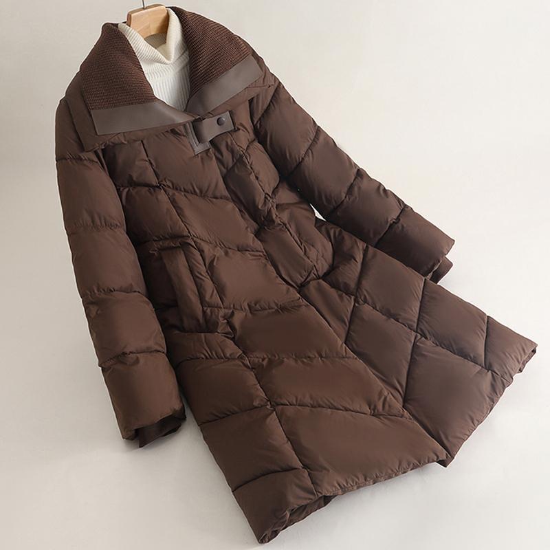 

Модные женские зимние пальто 2024 года, элегантные длинные парки больших размеров, свободные, толстые, теплые, верхняя одежда, женские куртки 3XL коричневый