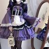 AKORINA Lolita Langarm Gothic Lolita Cosplay Lila Mori Girl Lolita Magisch Damenhaft Event High School Schule Kulturell Authentische Uniform Größe