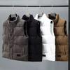 Men's Winter Warm Vest: Solid-Color, Collarless, Oversized Jacket for Young Men