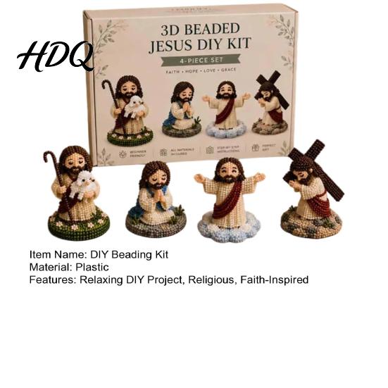 Religious Bead Art Kit DIY Christian Beading Kit 3D Beaded Jesus Virgin Mary Figurines Craft for Beginners Set Figure Adults Gifts