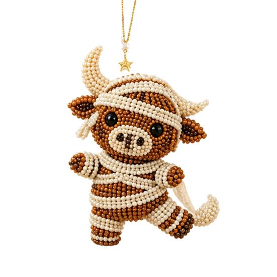 DIY Highland Cow Beading Kit Cute 3d Cow Bead Craft Pendant with Colorful Beads