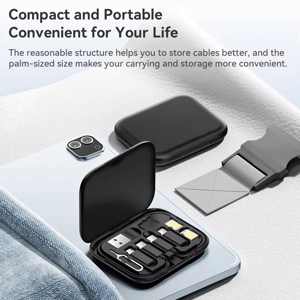 60W 4 in 1 USB C To USB Type C Cable PD Fast Charging Data Cord for iPhone Xiaomi Micro usb Cable With Phone Holder Storage Box