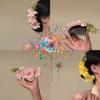 1PC Ladies Chinese Flower Hairpin - Traditional Asian Hairpin with Flower Comb, Suitable for Disc Hair, Bun, Bridal Guest Hairstyles