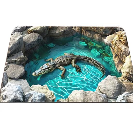 3D Hole Rug Realistic Optical Illusion Rug Funny Bottomless Pit Doormat Absorbent Non-slip Floor Mat for Bathroom Living Room Entryway