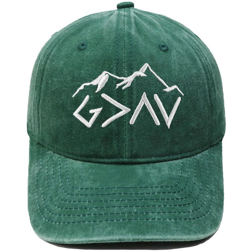 Mountain peak GOD symbol embroidered baseball cap retro dad hat men's and women's leisure outdoor hiking visor